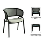 Modern Upholstered Dining Chair with Cozy Armchair and Black Iron Legs for Dining Room Kitchen Patio