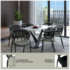 Modern Upholstered Dining Chair with Cozy Armchair and Black Iron Legs for Dining Room Kitchen Patio