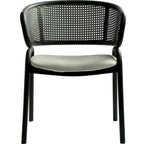 Modern Upholstered Dining Chair with Cozy Armchair and Black Iron Legs for Dining Room Kitchen Patio