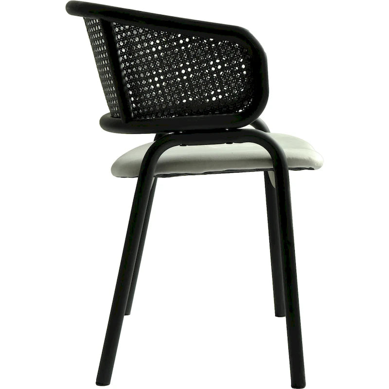 Modern Upholstered Dining Chair with Cozy Armchair and Black Iron Legs for Dining Room Kitchen Patio