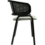 Modern Upholstered Dining Chair with Cozy Armchair and Black Iron Legs for Dining Room Kitchen Patio