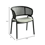Modern Upholstered Dining Chair with Cozy Armchair and Black Iron Legs for Dining Room Kitchen Patio