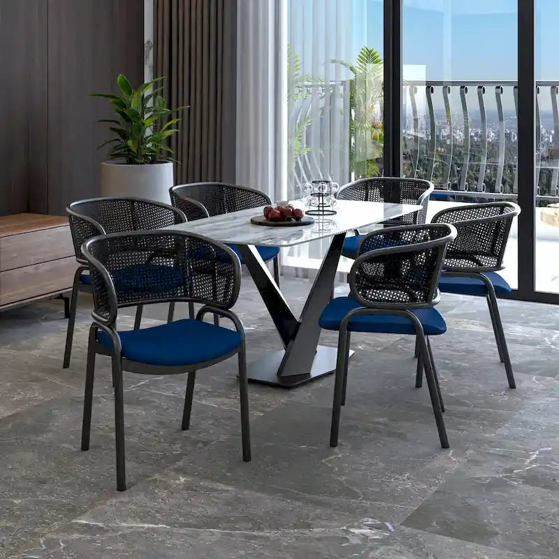 Modern Upholstered Dining Chair with Cozy Armchair and Black Iron Legs for Dining Room Kitchen Patio