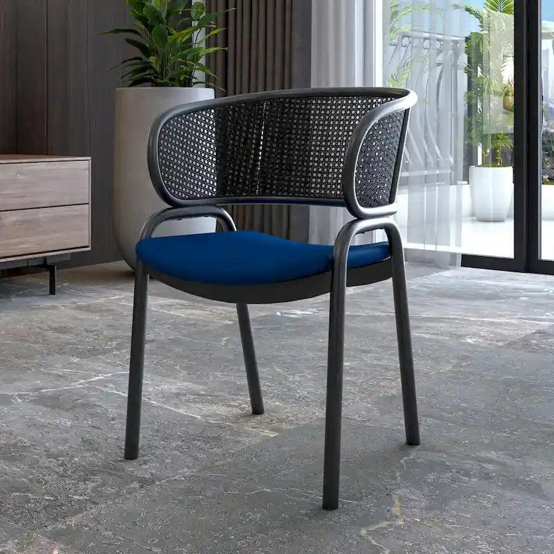 Modern Upholstered Dining Chair with Cozy Armchair and Black Iron Legs for Dining Room Kitchen Patio