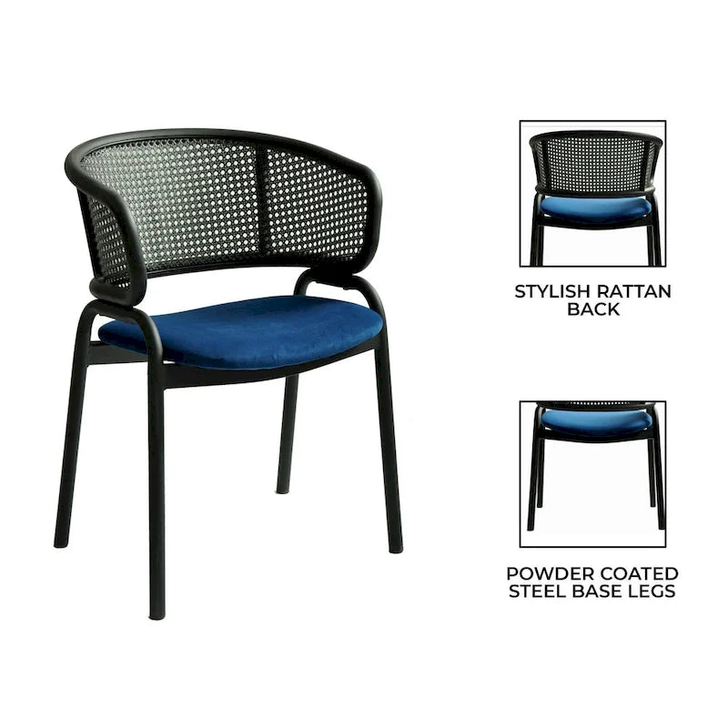 Modern Upholstered Dining Chair with Cozy Armchair and Black Iron Legs for Dining Room Kitchen Patio