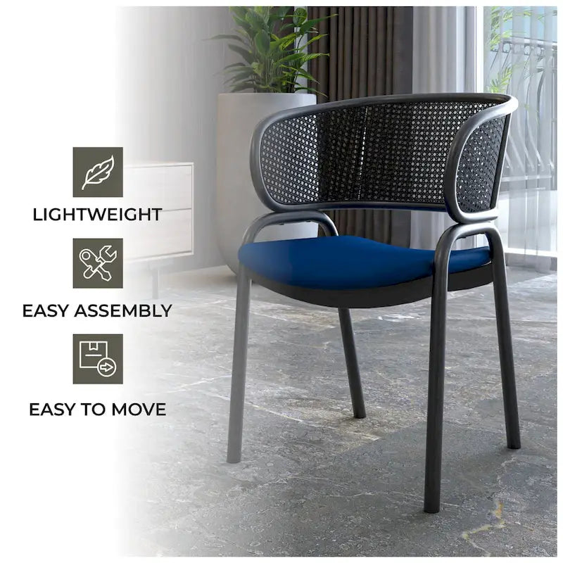 Modern Upholstered Dining Chair with Cozy Armchair and Black Iron Legs for Dining Room Kitchen Patio