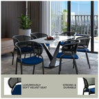 Modern Upholstered Dining Chair with Cozy Armchair and Black Iron Legs for Dining Room Kitchen Patio