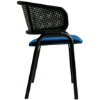 Modern Upholstered Dining Chair with Cozy Armchair and Black Iron Legs for Dining Room Kitchen Patio