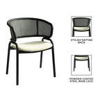 Modern Upholstered Dining Chair with Cozy Armchair and Black Iron Legs for Dining Room Kitchen Patio