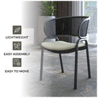 Modern Upholstered Dining Chair with Cozy Armchair and Black Iron Legs for Dining Room Kitchen Patio