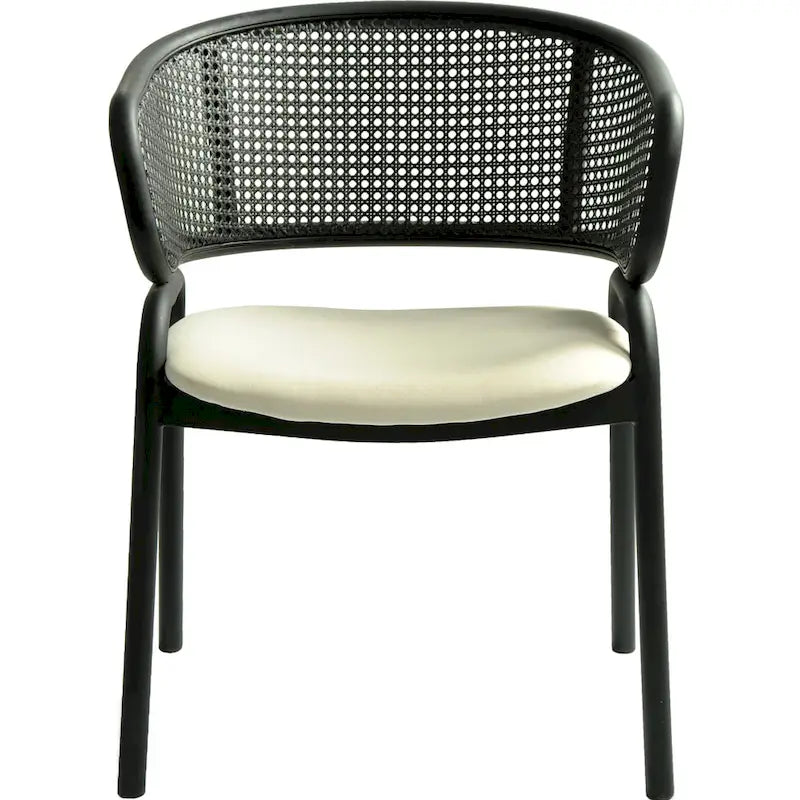 Modern Upholstered Dining Chair with Cozy Armchair and Black Iron Legs for Dining Room Kitchen Patio