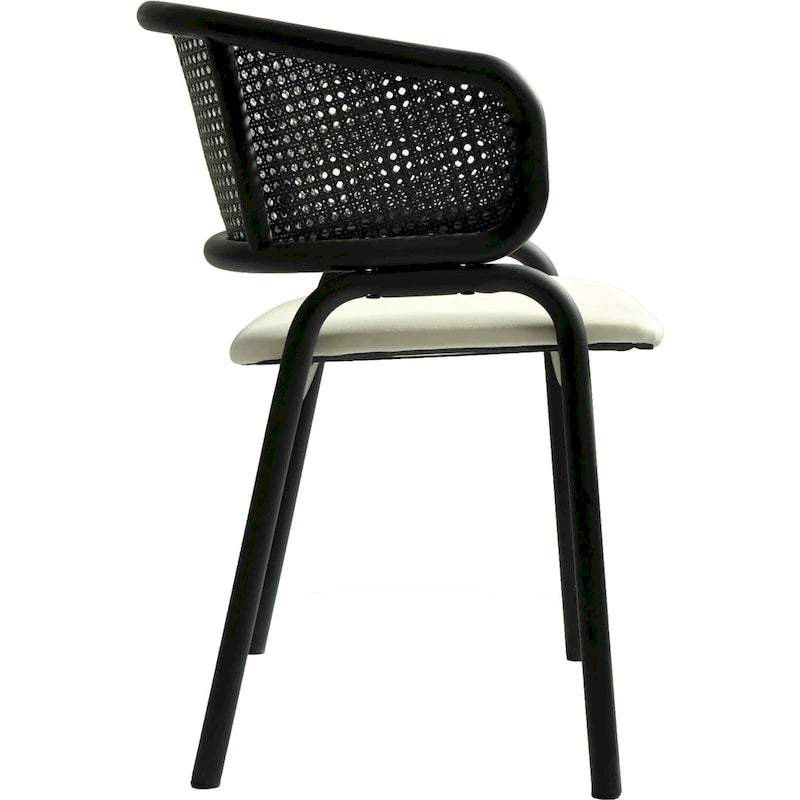 Modern Upholstered Dining Chair with Cozy Armchair and Black Iron Legs for Dining Room Kitchen Patio