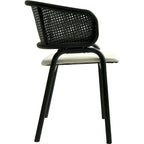 Modern Upholstered Dining Chair with Cozy Armchair and Black Iron Legs for Dining Room Kitchen Patio