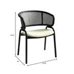 Modern Upholstered Dining Chair with Cozy Armchair and Black Iron Legs for Dining Room Kitchen Patio