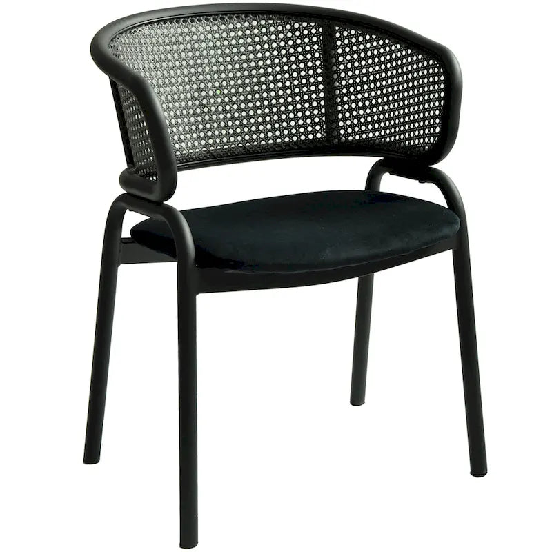 Modern Upholstered Dining Chair with Cozy Armchair and Black Iron Legs for Dining Room Kitchen Patio