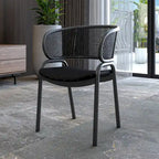 Modern Upholstered Dining Chair with Cozy Armchair and Black Iron Legs for Dining Room Kitchen Patio