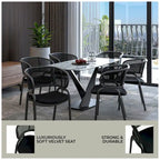 Modern Upholstered Dining Chair with Cozy Armchair and Black Iron Legs for Dining Room Kitchen Patio