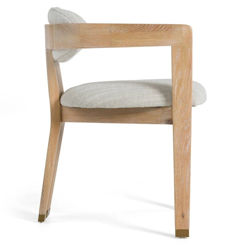 Modern Off-White Fabric and White Wash Oak Dining Chair