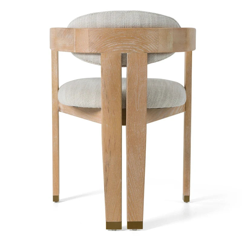 Modern Off-White Fabric and White Wash Oak Dining Chair