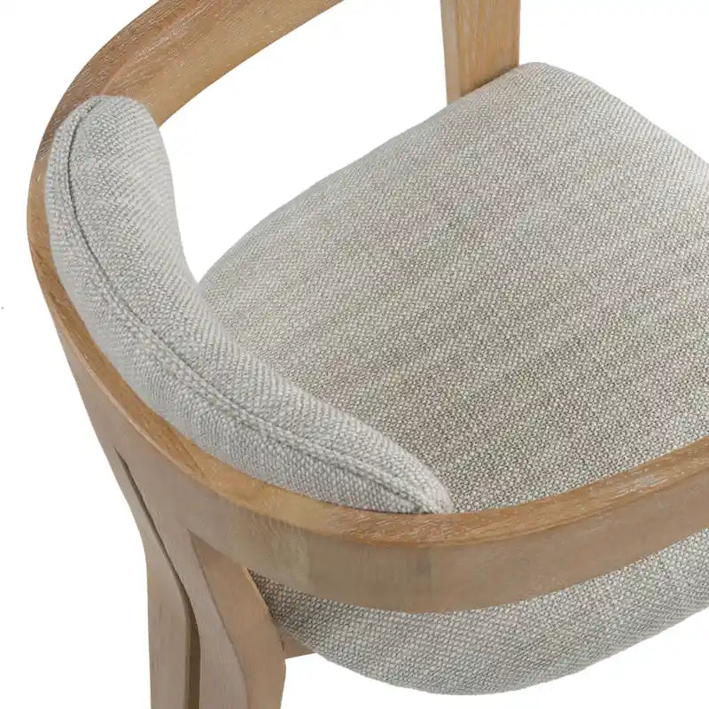 Modern Off-White Fabric and White Wash Oak Dining Chair