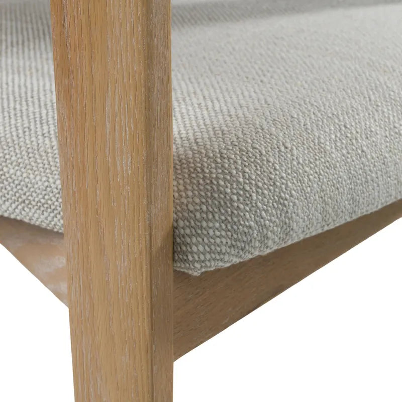 Modern Off-White Fabric and White Wash Oak Dining Chair