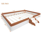 King Size Upholstered Daybed Frame with Fence and Stairs