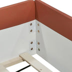 King Size Upholstered Daybed Frame with Fence and Stairs