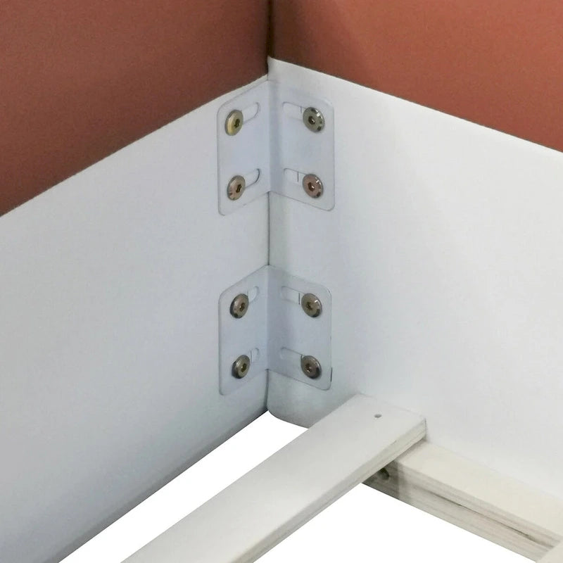 King Size Upholstered Daybed Frame with Fence and Stairs