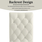 White Velvet Dining Chairs with Crystal Decor Button Tufted Back and Gold Metal Legs