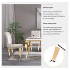 White Velvet Dining Chairs with Crystal Decor Button Tufted Back and Gold Metal Legs