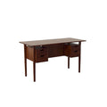 Solid Mindi Wood Desk with Drawers and Bookcase Panel