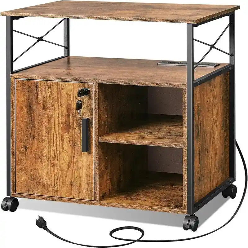 File Cabinet with Charging Station, 16.06 x 23.62 x 25.91 Inches