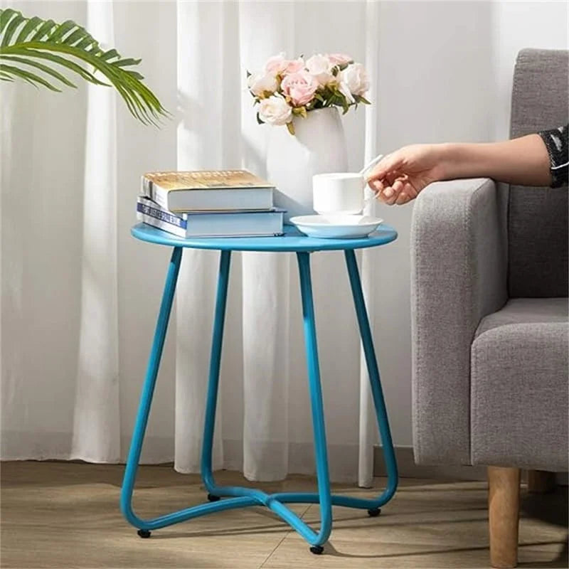 Round Metal Side Snack Table