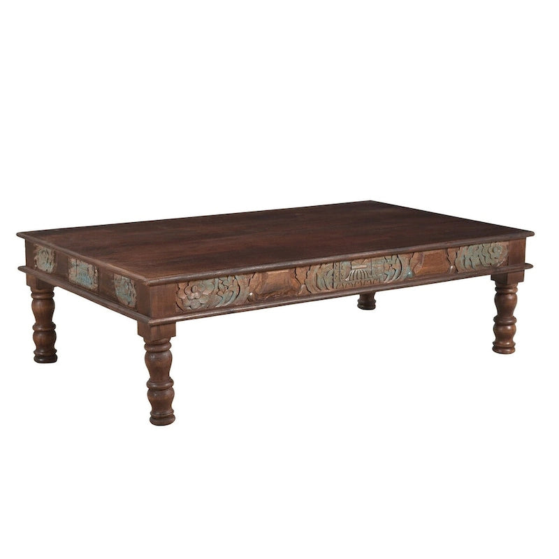 Carved Panel Reclaimed Wood Coffee Table - 55 X 34