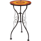 22 Sunflower Design Glass and Metal Side Table