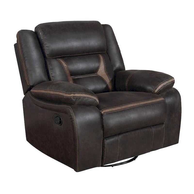 41-inch Gliding Manual Recliner, Pillowtop, Dark Brown Faux Leather