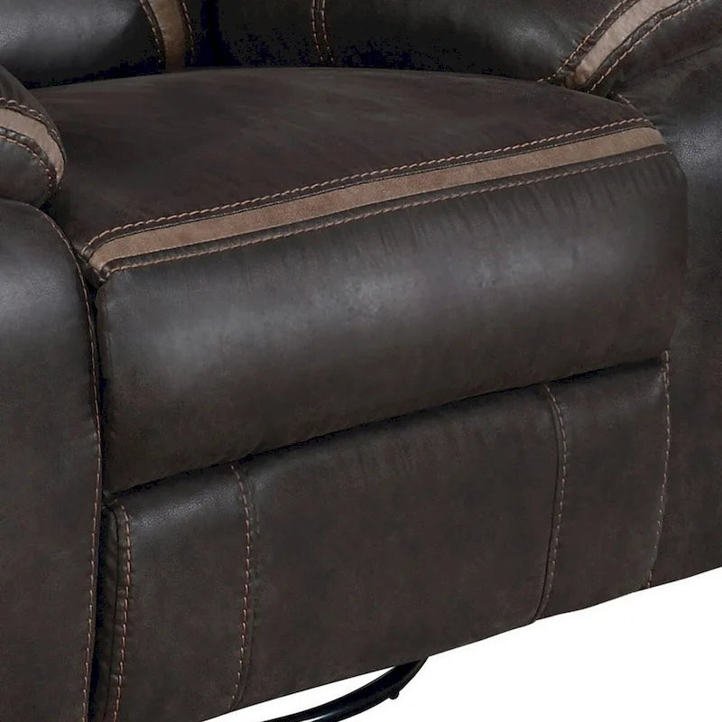 41-inch Gliding Manual Recliner, Pillowtop, Dark Brown Faux Leather