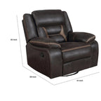 41-inch Gliding Manual Recliner, Pillowtop, Dark Brown Faux Leather