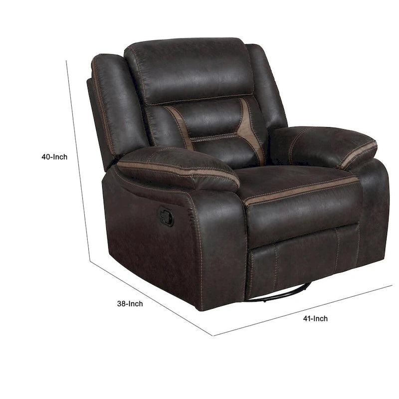 41-inch Gliding Manual Recliner, Pillowtop, Dark Brown Faux Leather
