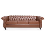 84.65 PU Rolled Arm Chesterfield 3 Seater Sofa