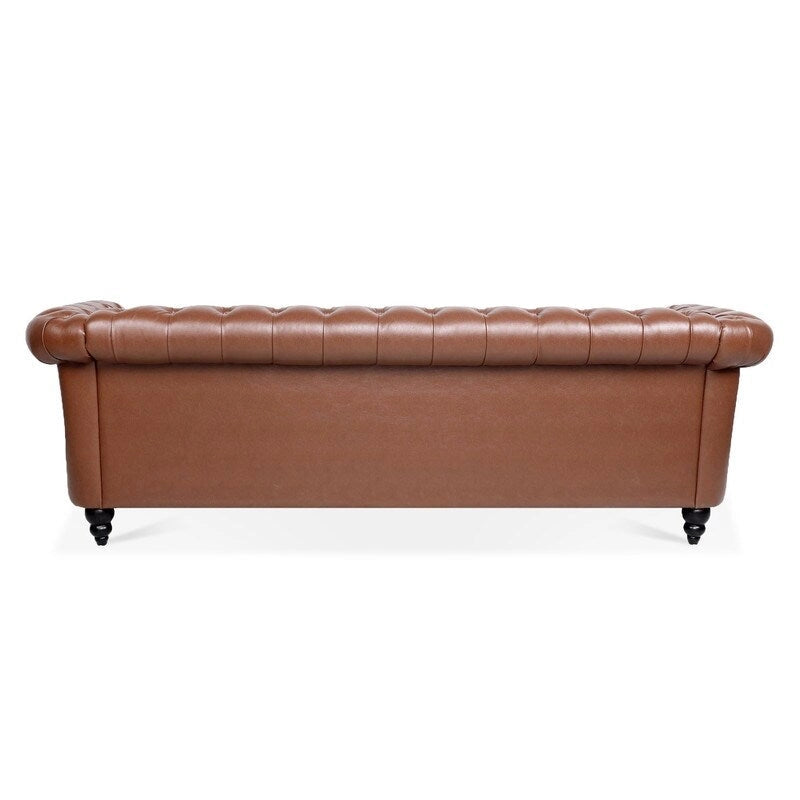 84.65 PU Rolled Arm Chesterfield 3 Seater Sofa