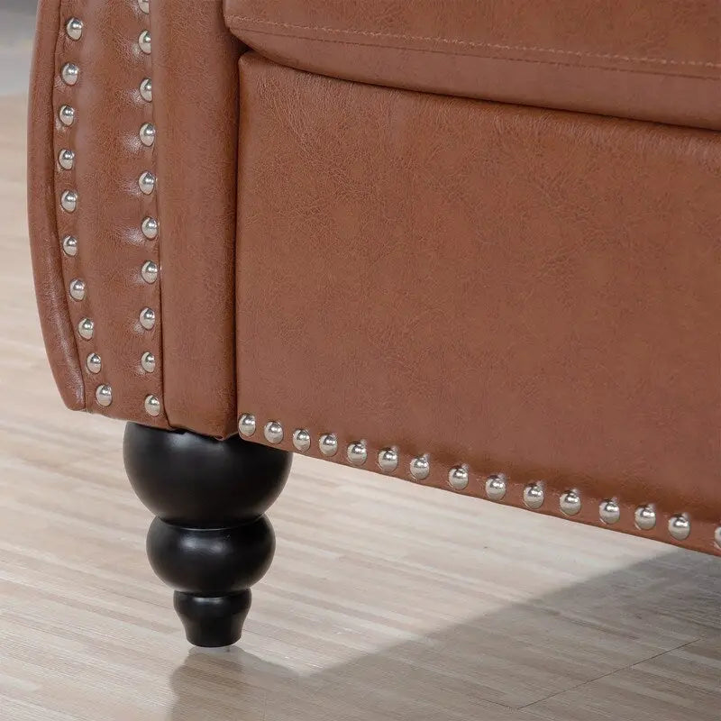 84.65 PU Rolled Arm Chesterfield 3 Seater Sofa