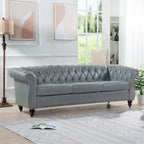 84.65 PU Rolled Arm Chesterfield 3 Seater Sofa