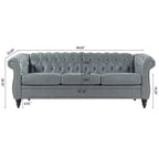 84.65 PU Rolled Arm Chesterfield 3 Seater Sofa