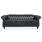 84.65 PU Rolled Arm Chesterfield 3 Seater Sofa