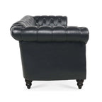 84.65 PU Rolled Arm Chesterfield 3 Seater Sofa