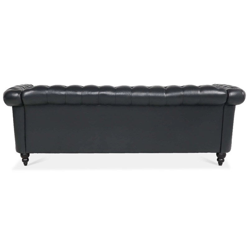 84.65 PU Rolled Arm Chesterfield 3 Seater Sofa