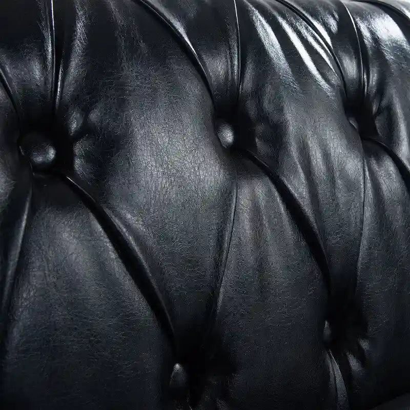 84.65 PU Rolled Arm Chesterfield 3 Seater Sofa