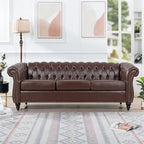84.65 PU Rolled Arm Chesterfield 3 Seater Sofa