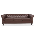 84.65 PU Rolled Arm Chesterfield 3 Seater Sofa